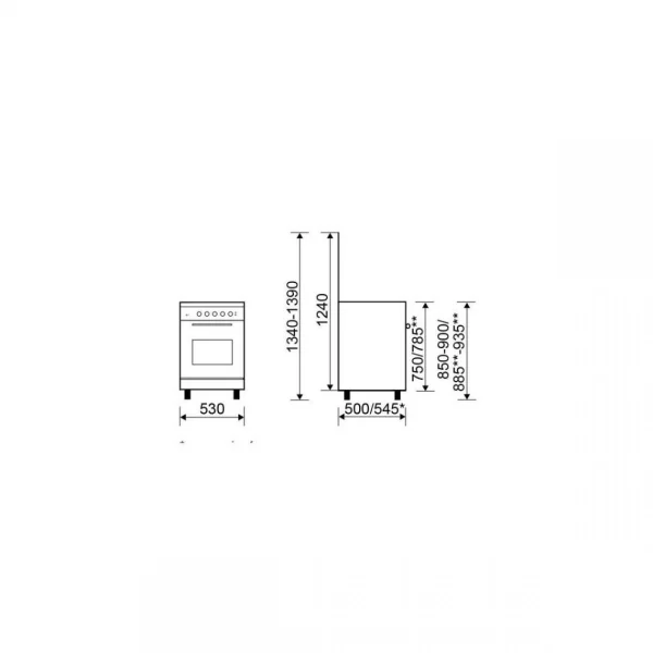 Glem Cuisinière Alpha 53 X 50 Cm Blanche/plan De Cuisson Inox – Four Tout … 5
