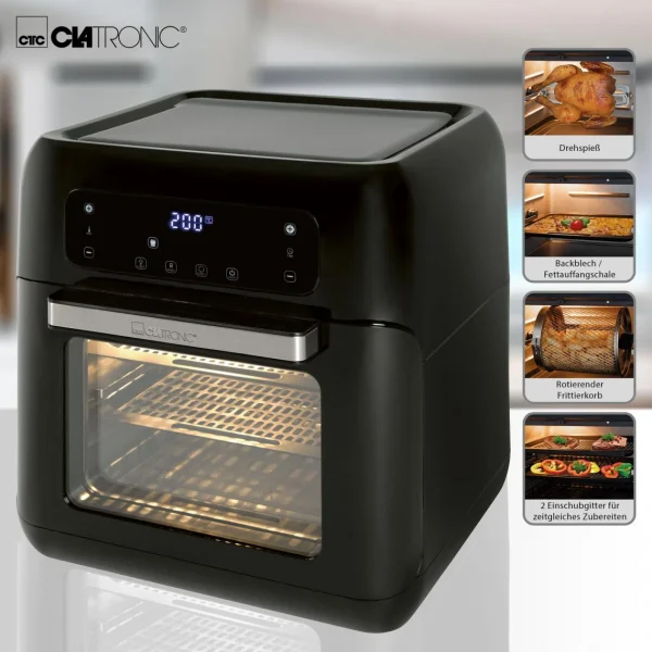 Clatronic Friteuse à Air Chaud Sans Huile 11L Numérique 9 Programmes Broche à… 3