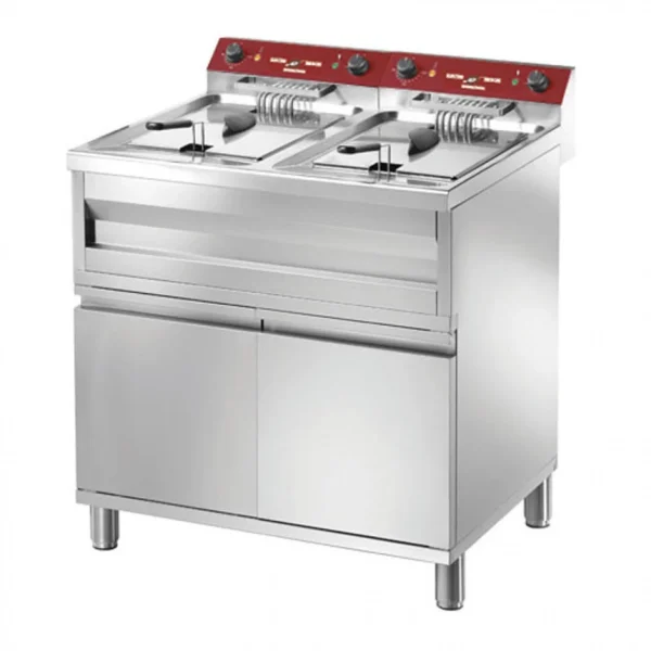 Materiel Chr Pro Friteuse Électrique Sur Meuble Avec Cuve Emboutie – 2 X 9 Litres – 1